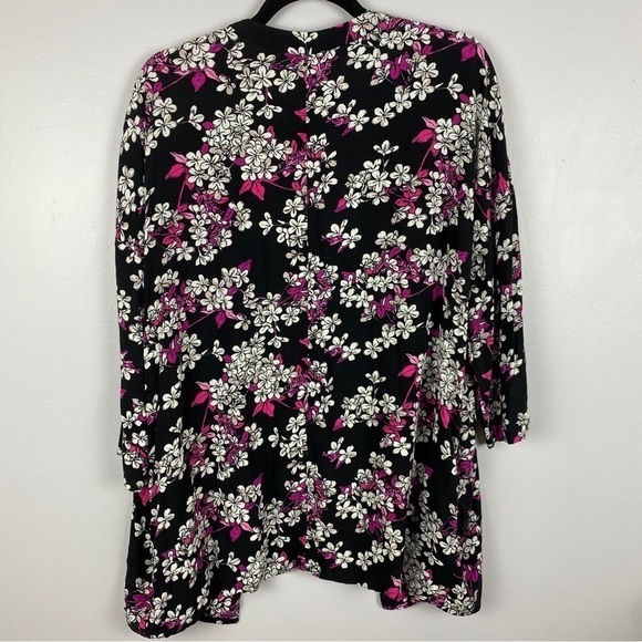 Long Tall Sally Floral 3/4 Sleeves Kimono Size 8 Black White Pink - Picture 10 of 10
